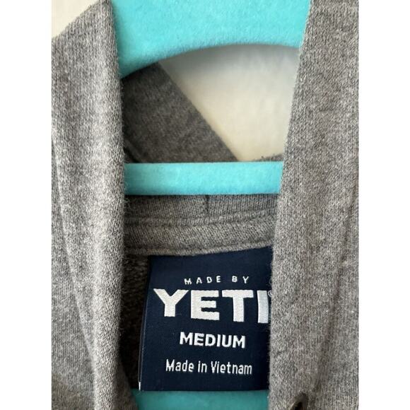 YETI Cooler Brand Hoodie Hooded Pullover Front Pocket Sweatshirt Gray ADULT M - Picture 5 of 8